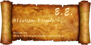 Blistyan Elemér névjegykártya
